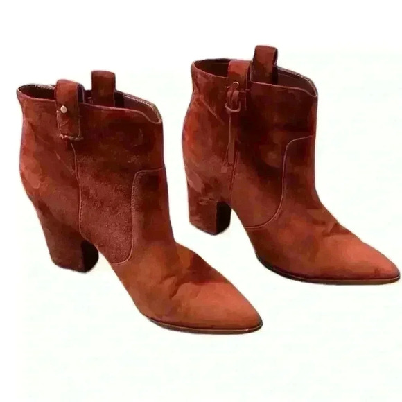 Sam Edelman Western Inspired Red Suede Niomi Pull On Ankle Boots Size 9.5​ - Picture 1 of 7